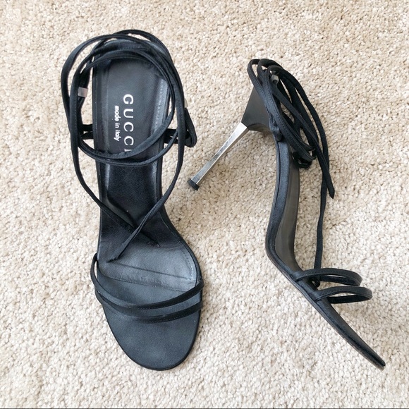 gucci black strappy heels